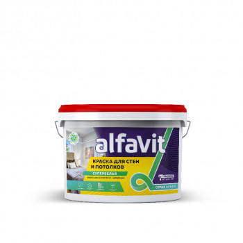 Краска для стен и потолков водно-дисперсионная Alfavit серия Альфа, супербелая, 14 кг