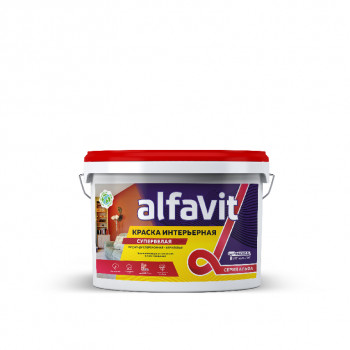 Краска интерьерная водно-дисперсионная Alfavit серия Альфа, супербелая, 14 кг